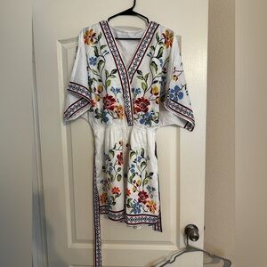 Cupshe Floral Embroidered Cover-Up - White, Red, Blue, Yellow
